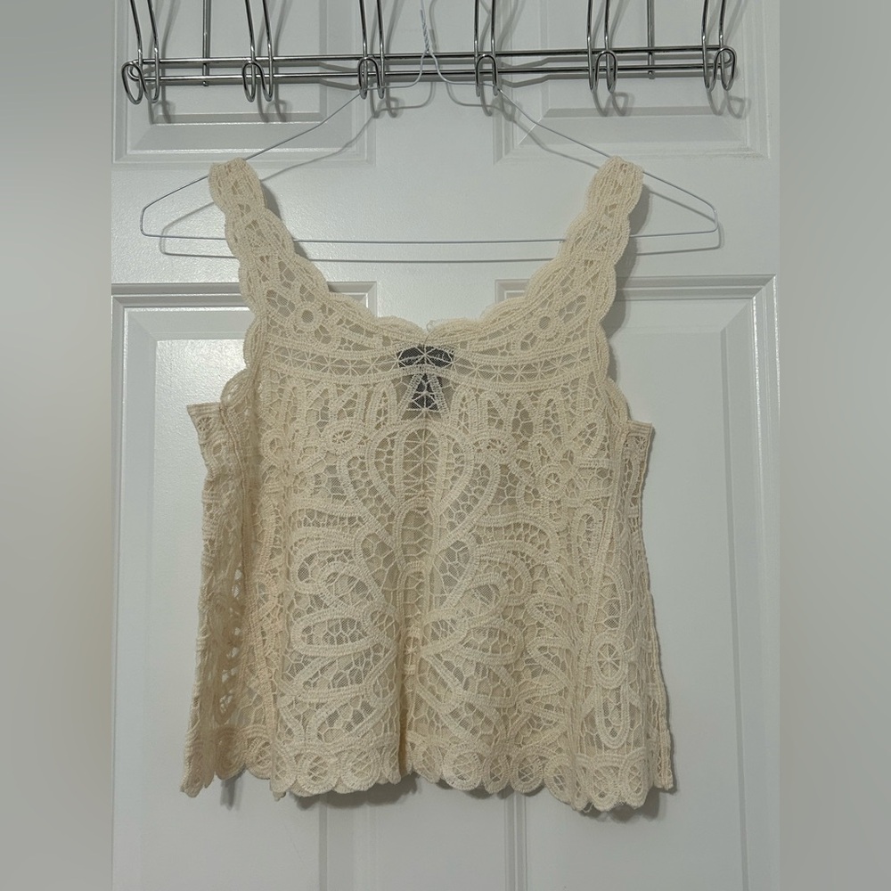 Wet Seal crochet lace crop top in off white